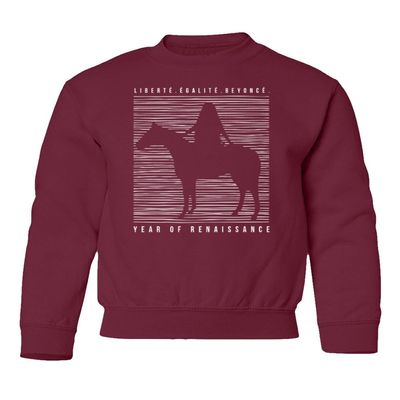 superhotapparel Liberte Egalite Singer Year Of Renaissance Beyonce Youth Crewneck Sweatshirt (Maroon, Youth Small)