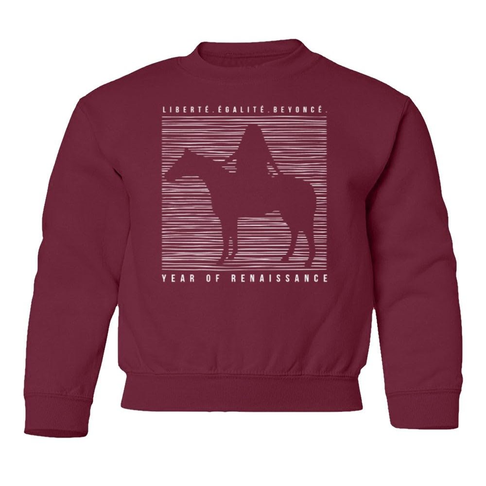 superhotapparel Liberte Egalite Singer Year Of Renaissance Beyonce Youth Crewneck Sweatshirt (Maroon, Youth Small)