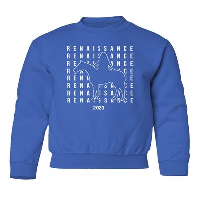 superhotapparel Silver Glitter Horse 2023 Cowgirl Renaissance Beyonce Youth Crewneck Sweatshirt (Royal, Youth X-Large)