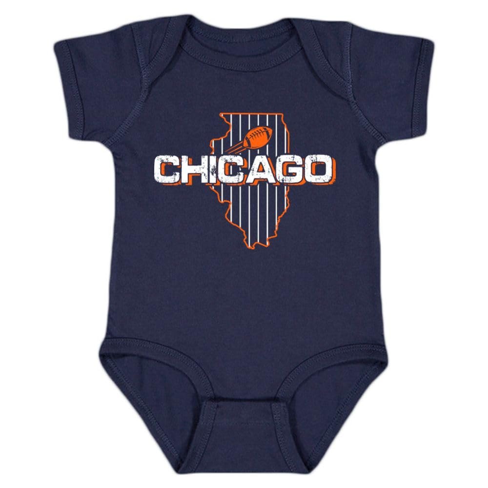 Xtreme Apparrel Chicago Field Map Baby Bodysuit for Football Fans (Navy, 12M)