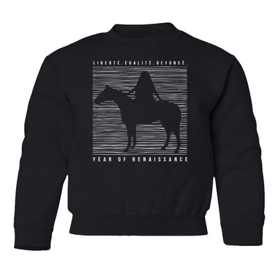 superhotapparel Liberte Egalite Singer Year Of Renaissance Beyonce Youth Crewneck Sweatshirt (Black, Youth Small)
