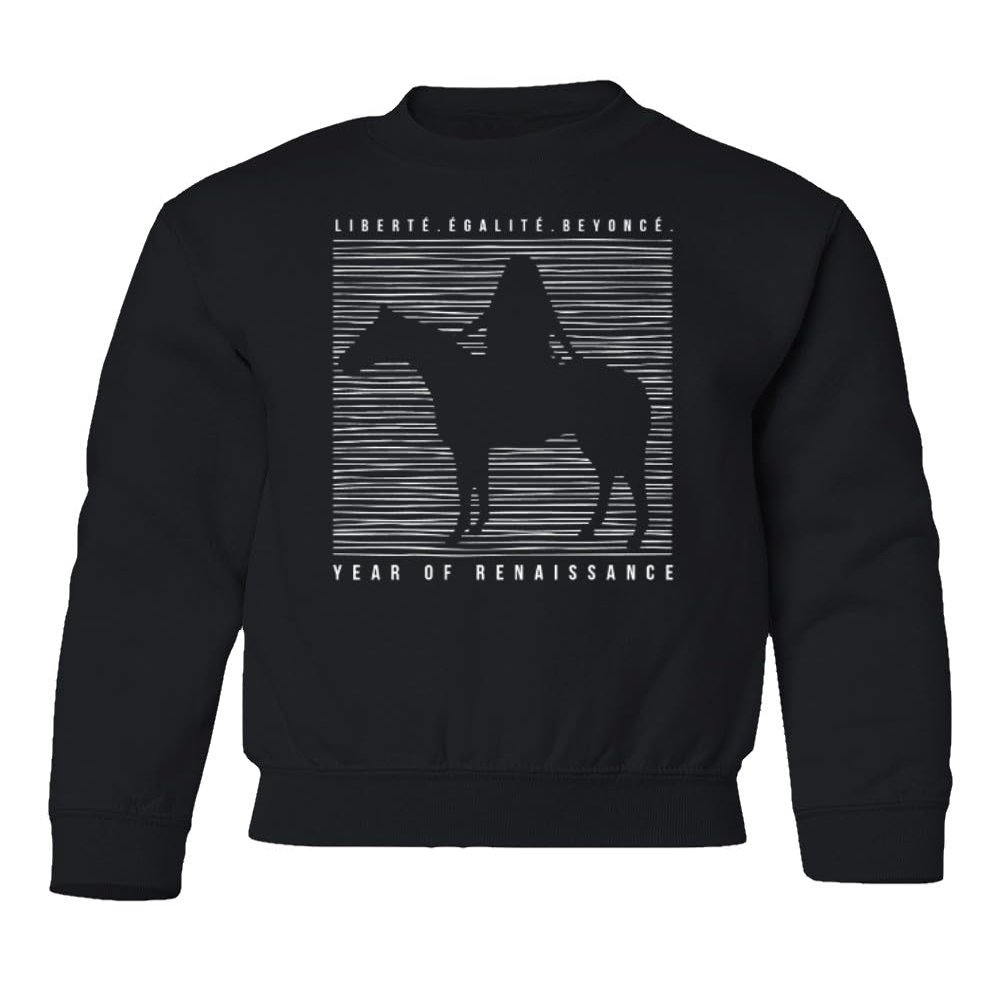 superhotapparel Liberte Egalite Singer Year Of Renaissance Beyonce Youth Crewneck Sweatshirt (Black, Youth Small)