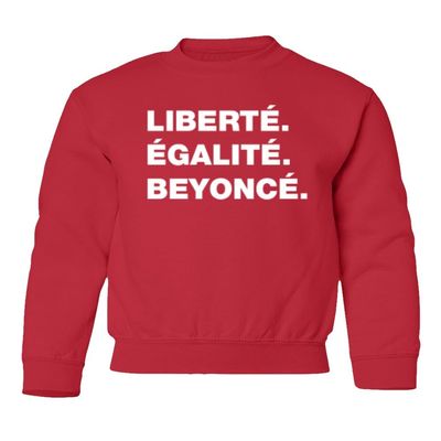superhotapparel Music World Tour Renaissance Liberte Egalite Beyonce Youth Crewneck Sweatshirt (Red, Youth Small)