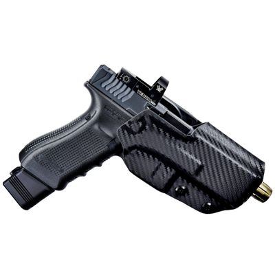 WHOLEGUNS-OWB Carbon Fiber Quick Detach IDPA - KYDEX Holster - Outside Waistband - Posi-Click Retention - 100% US Made (for Walther PDP 4.5''-Right Hand)