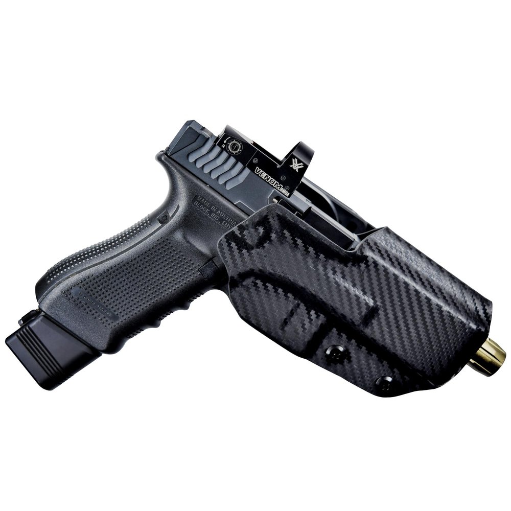 WHOLEGUNS-OWB Carbon Fiber Quick Detach IDPA - KYDEX Holster - Outside Waistband - Posi-Click Retention - 100% US Made (for Walther PDP 4.5''-Right Hand)
