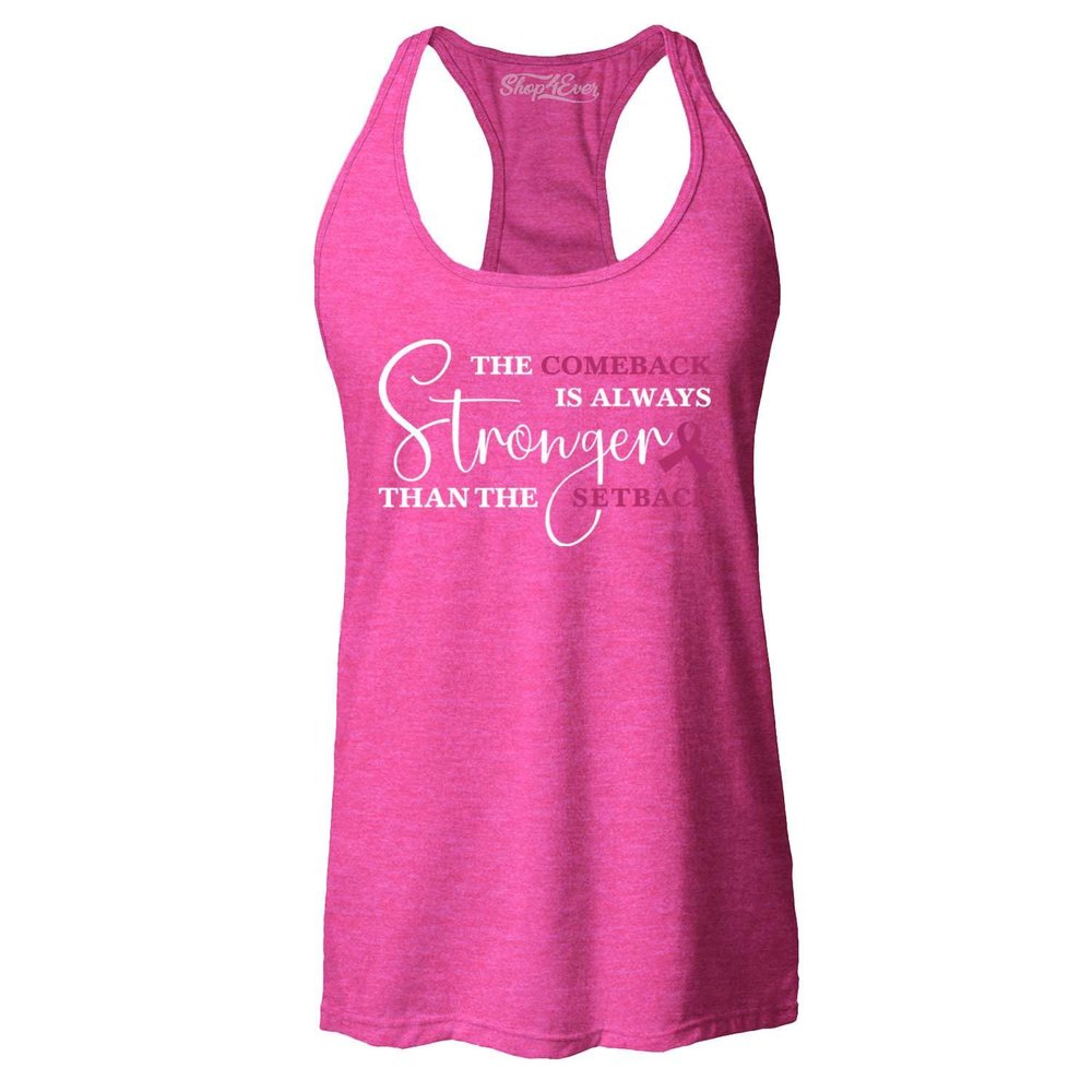 The Comeback is Always Stronger Than The Setback Breast Cancer Awareness Women's Racerback Tank Top XX-LargeHeather Fuchsia 0