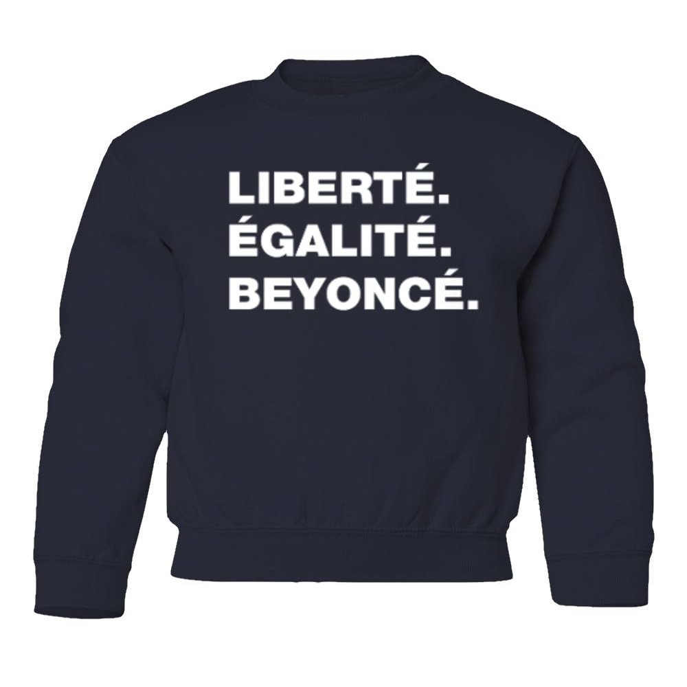 superhotapparel Music World Tour Renaissance Liberte Egalite Beyonce Youth Crewneck Sweatshirt (Navy, Youth Small)