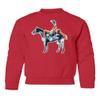 superhotapparel Silver Glitter Horse Cowgirl Renaissance Beyonce Youth Crewneck Sweatshirt (Red, Youth Small) view 1