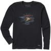 Life is Good. Women's Spooky Daisy Moon Long Sleeve Crusher Tee, Jet Black, Small view 1