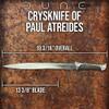 UNITED CUTLERY Crysknife of Paul Atreides | Officially Licensed Detailed Replica | Polyresin Construction | Metallic Finish Handle | Includes Polystone Wall Display | Certificate of Authenticity | 19" Overall view 2