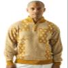 Stacy Adams Mens Sweater Jacquard Flourish Tonal Design (Medium, Mustard) view 1