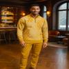 Stacy Adams Mens Sweater Jacquard Flourish Tonal Design (Medium, Mustard) view 2