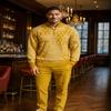 Stacy Adams Mens Sweater Jacquard Flourish Tonal Design (Medium, Mustard) view 3
