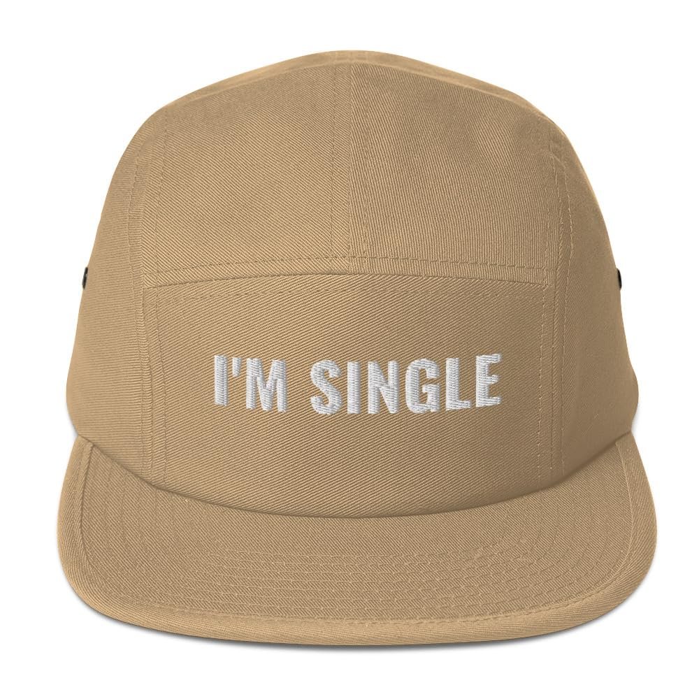 CreativeTees4You I'm Single Hat - Embroidered 5 Panel Cap, Funny Single Person Gift, Joke Meme Gag Gift, Gift for Friend Khaki