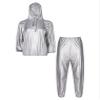 YEAHDOR Sweat Suit Heavy Duty Sauna Suit Fitness Exercise Gym Jacket Pant Workout Set for Men Women Silver Medium view 3