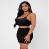 Solid Cami Crop Top & Bodycon Skirt Set (Color : Black, Size : Medium) view 4