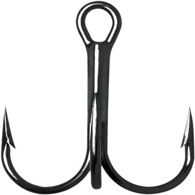 Rapala 9650 Round Bend Treble 1X #8-2/0 Size in 25, 50 and 100 Packs - VMC 9650 Black Nickle Treble Hook (VMC 9650 BN 1/0-100 Pk)
