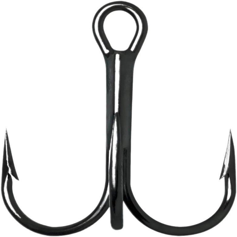Rapala 9650 Round Bend Treble 1X #8-2/0 Size in 25, 50 and 100 Packs - VMC 9650 Black Nickle Treble Hook (VMC 9650 BN 1/0-100 Pk)