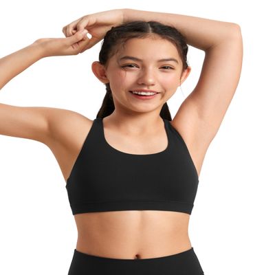 CRZ YOGA Girls Butterluxe Cross Back Sports Bra Black X-Small