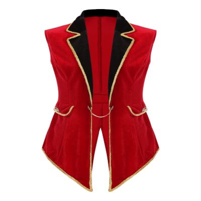 Hansber Women's Ringmaster Circus Tailcoat Jacket Medieval Vintage Tailcoat Halloween Costume Party Wear Red Medium