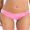 Jhaoyu Women's Shiny Latex Liquid Wet Look Patent Leather Zipper Crotch Hot Pants Booty Shorts Knickers Pink X-Large view 1