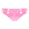 Jhaoyu Women's Shiny Latex Liquid Wet Look Patent Leather Zipper Crotch Hot Pants Booty Shorts Knickers Pink X-Large view 3