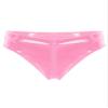 Jhaoyu Women's Shiny Latex Liquid Wet Look Patent Leather Zipper Crotch Hot Pants Booty Shorts Knickers Pink X-Large view 4