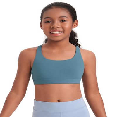 CRZ YOGA Girls Butterluxe Cross Back Sports Bra Blue Ashes Small