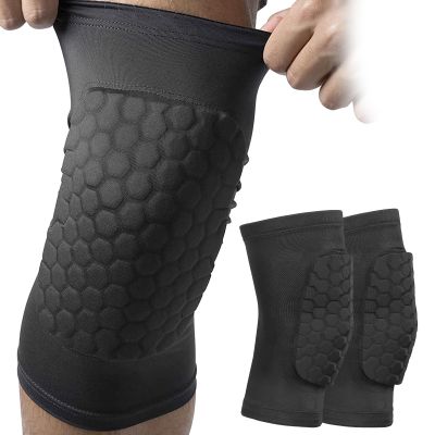 Linkidea Honeycomb Basketball Volleyball Knee Pads for Kids Youth, Football Knee Protective Sleeves, Breathable and Easy to Put On (1 Pair/Black/XS)
