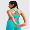 CRZ YOGA Girls Butterluxe Cross Back Sports Bra - Yoga Athletic Casual Tops Scoop Neck Padded Crop Kids Teen Spectral Blue Small view 2