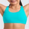 CRZ YOGA Girls Butterluxe Cross Back Sports Bra - Yoga Athletic Casual Tops Scoop Neck Padded Crop Kids Teen Spectral Blue Small view 3