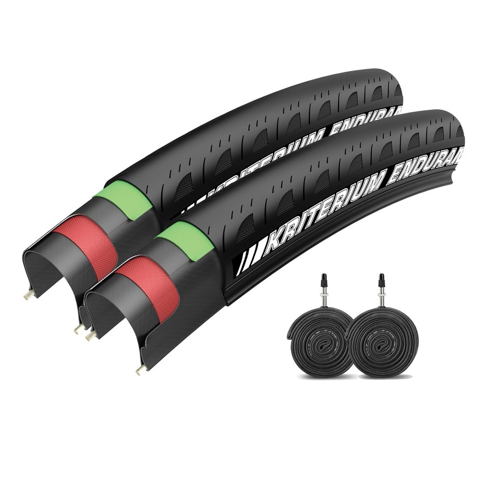 2-Pack 700x 23/25c Road Bike Folding Tires with 2-Pack Tubes