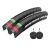 2-Pack 700x 23/25c Road Bike Folding Tires with 2-Pack Tubes