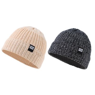 JANGANNSA Simple Knitted Baby Beanie Hip-Hop Boys Winter Hat Toddler Kids Bonnet for Girl 0-5Y (Black+Khaki, M)