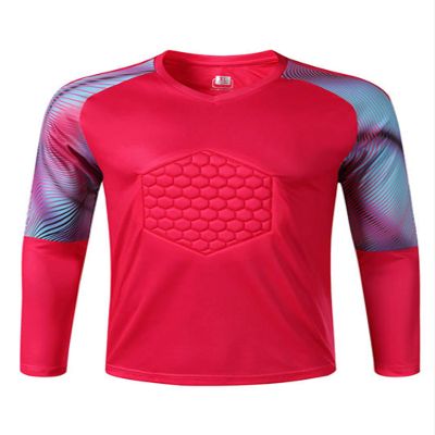 dPois Kids Boys Soccer Goalkeeper Jersey Shirts with Chest Padded Goalie T Shirt Football Training Tops Gym Activewear Hot Pink 11-12 Years
