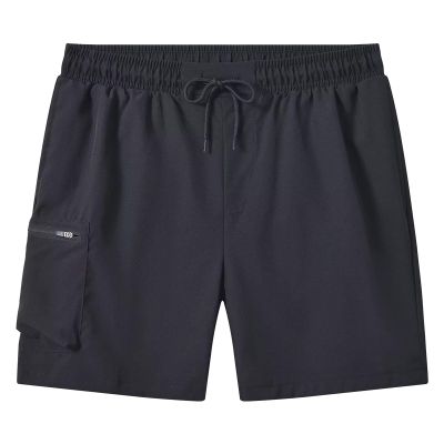 Men's Swim Shorts Beach Shorts with Zip Pockets and Mesh Sports Casual Men's Summer Plus Tooling Shorts (Black, XL)