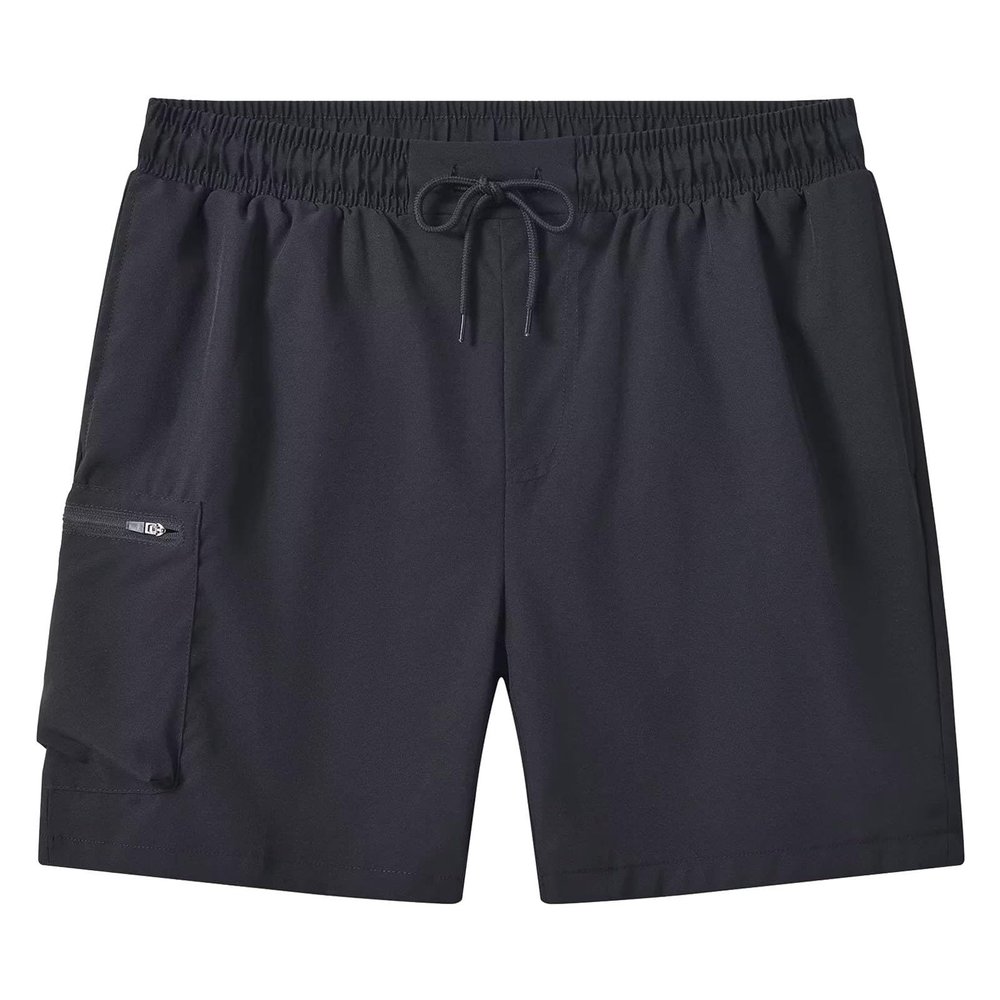 Men's Swim Shorts Beach Shorts with Zip Pockets and Mesh Sports Casual Men's Summer Plus Tooling Shorts (Black, XL)