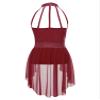 winying Kids Girls Lyrical Ballet Dance Dress Sleeveless Lace Floral Leotard Dress Contemporary Modern Dancing Costume Burgundy 10 Years view 2