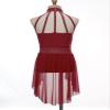 winying Kids Girls Lyrical Ballet Dance Dress Sleeveless Lace Floral Leotard Dress Contemporary Modern Dancing Costume Burgundy 10 Years view 4