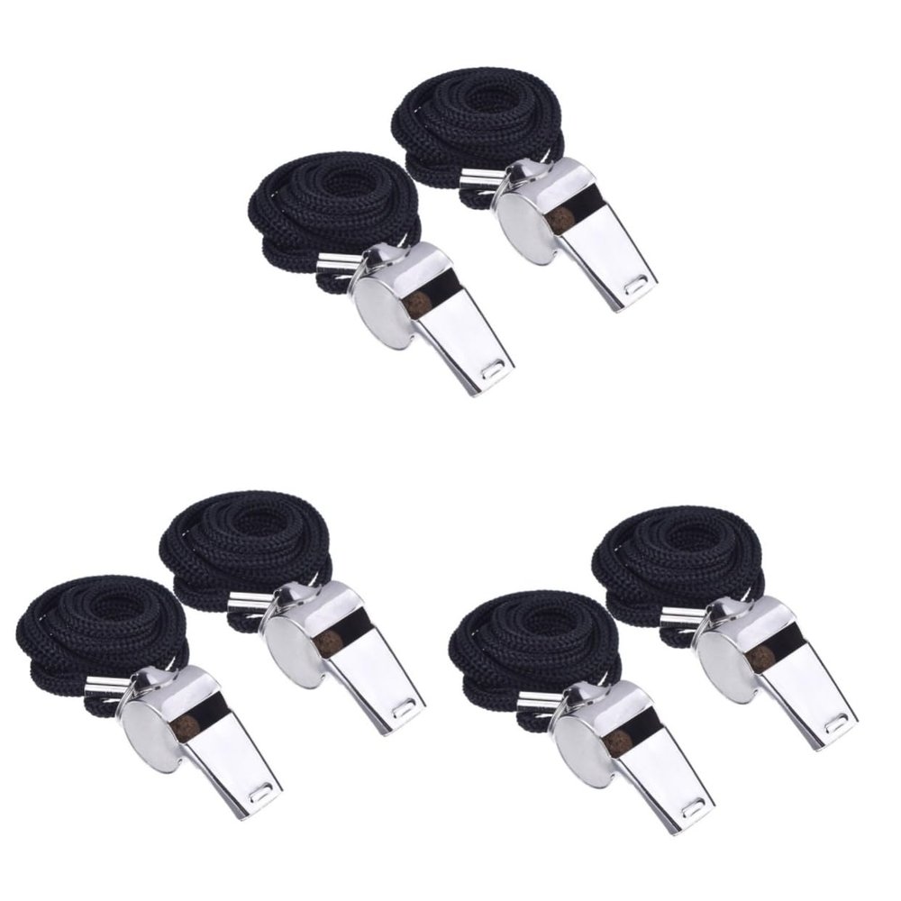 BESPORTBLE 6pcs Referee Whistles with Lanyard for Sports Officials Whistles for Football Soccer and Emergency Use Lanyard Included