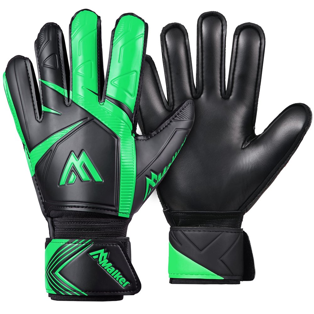 Malker Goalkeeper Gloves Soccer Goalie Gloves with Strong Grips Palms Anti-Slip Latex Breathable Football Gloves for Kids Youth Adult Greeen Size 6