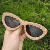 willochra 2pcs Trendy Sparkling Diamond Sunglasses Female Rhinestone Cat Eye Sun Glasses Diamond Party jewel Shades for Women (2pcs-brown&white) view 2