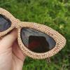willochra 2pcs Trendy Sparkling Diamond Sunglasses Female Rhinestone Cat Eye Sun Glasses Diamond Party jewel Shades for Women (2pcs-brown&white) view 3