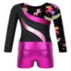 Moggemol Kids Girls Long Sleeve Leotards with Shorts Sets 2 Pieces Gymnastics Dance Outfits Dancewear Tracksuit Leaves 10 Years view 4