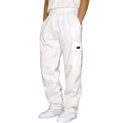 Cargo Sweatpants for Teen Boys 16-18 Mens Heavyweight Cargo Fleece Sweatpants Relaxed Fit Joggers with Pockets Sweat Pants White
