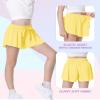 2 Packs Girls Athletic Butterfly Shorts Flowy Shorts for Kids 2-in-1 Tennis Short for Workout(Black+Neon Yellow,X-Large) view 3