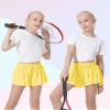 2 Packs Girls Athletic Butterfly Shorts Flowy Shorts for Kids 2-in-1 Tennis Short for Workout(Black+Neon Yellow,X-Large) view 4