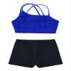 Moggemol Girls 2 Piece Dance Sports Outfit Printed Crop Top with Booty Shorts Gymnastics Dancewear Swimwear B#Royalblue04 4 view 4