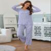 syoss Women's Pajama Sets Long Sleeve 3XL, Floral Blue-Green view 3