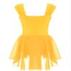 ranrann Kids Girls Camisole Gymnastics Leotard Dress Classic Ballet Lyrical Modern Dance Performance Costume Outfit Yellow 14 Years view 2